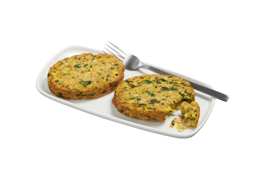 Galette van bulgur, koraallinzen en spinazie BBC