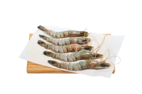 Crevettes géante tigrée de Madagascar semi-décortiquée crue
