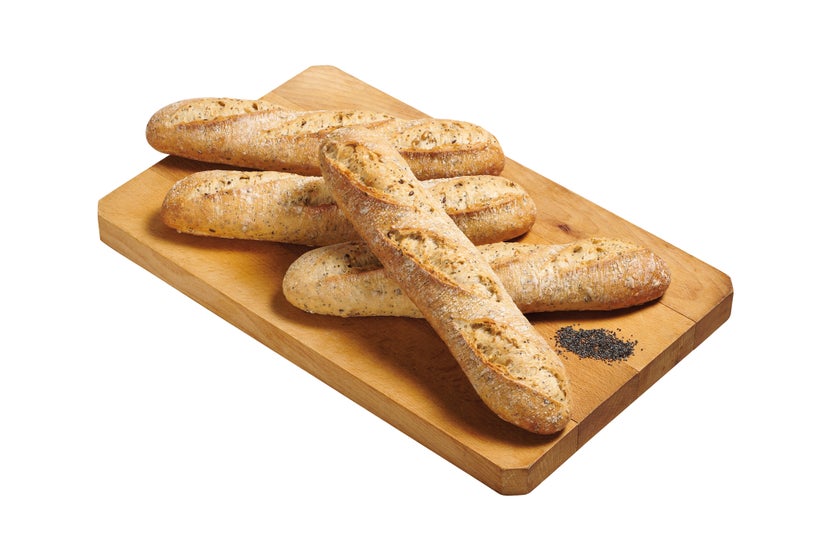 Demi-baguette multigrains précuite sur sole